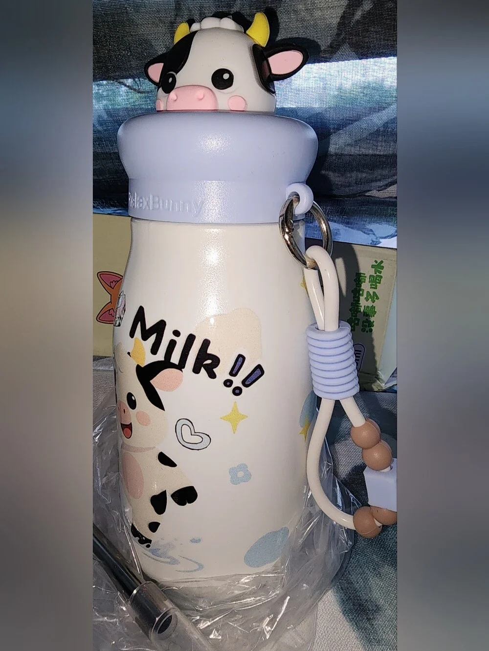 ✨️Kids Blue Cute Cow Water Bottle🩵